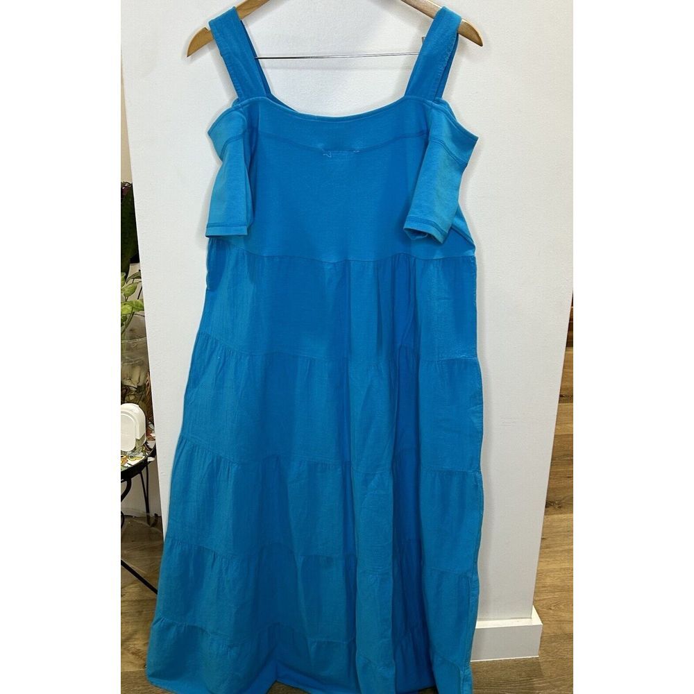 Maizy Cummings MaxiDress Womens Royal Blue Cotton Short  Tides Sleeve No Sz (XL)